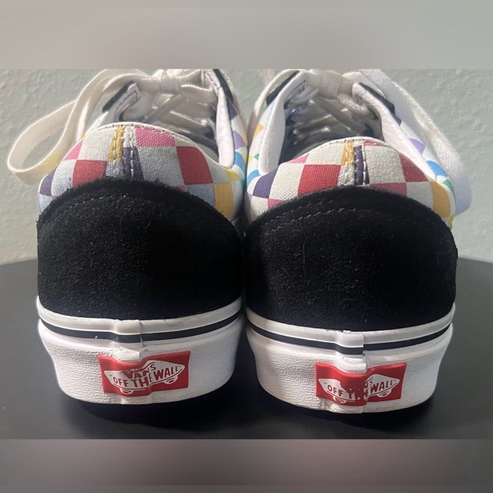 VANS Off The Wall Old Skool Rainbow Pride Checkerboard Lace Up Skater Sneakers - Picture 7 of 13